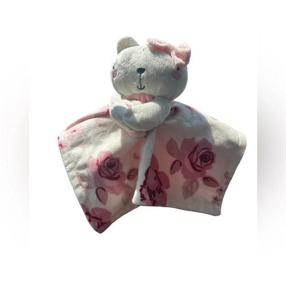 Modern Moments by Gerber Baby Plush Pink White Cat Lovey Security Blanket - Picture 2 of 3